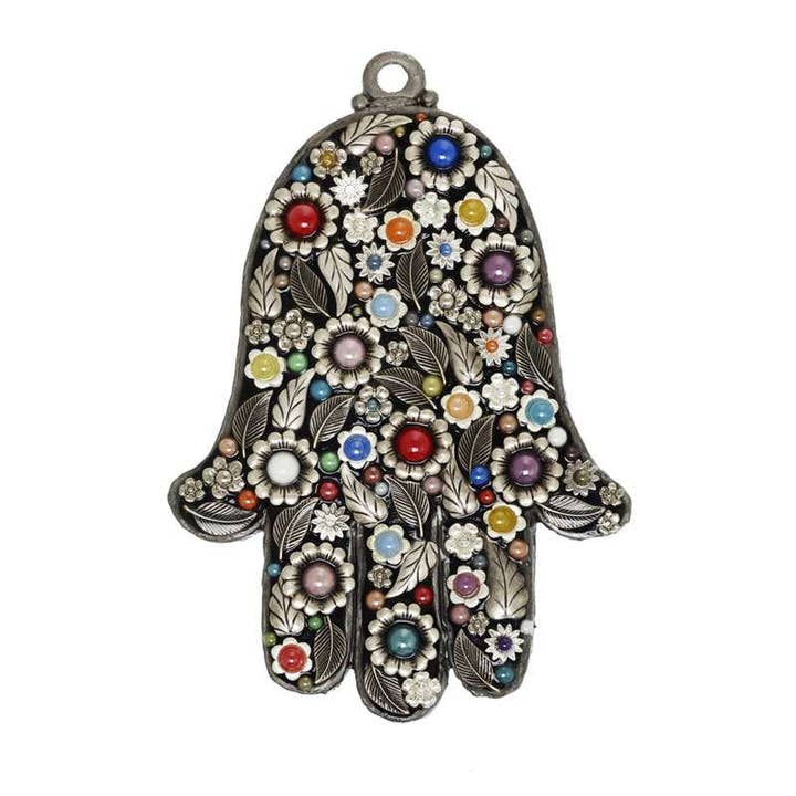 Hamsa murale florale noire pour la vente par Michal Golan Jewelry