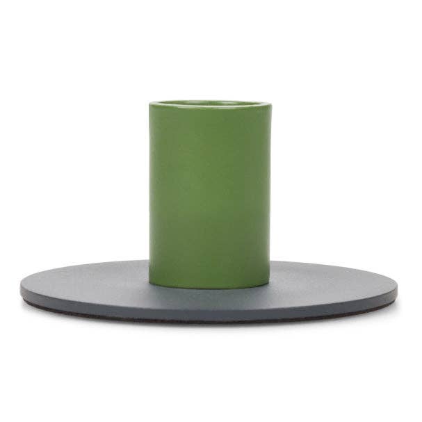 Small 4cm Two-Tone Indigo & Olive Metal Candleholder for wholesale by BRITISH COLOUR STANDARD