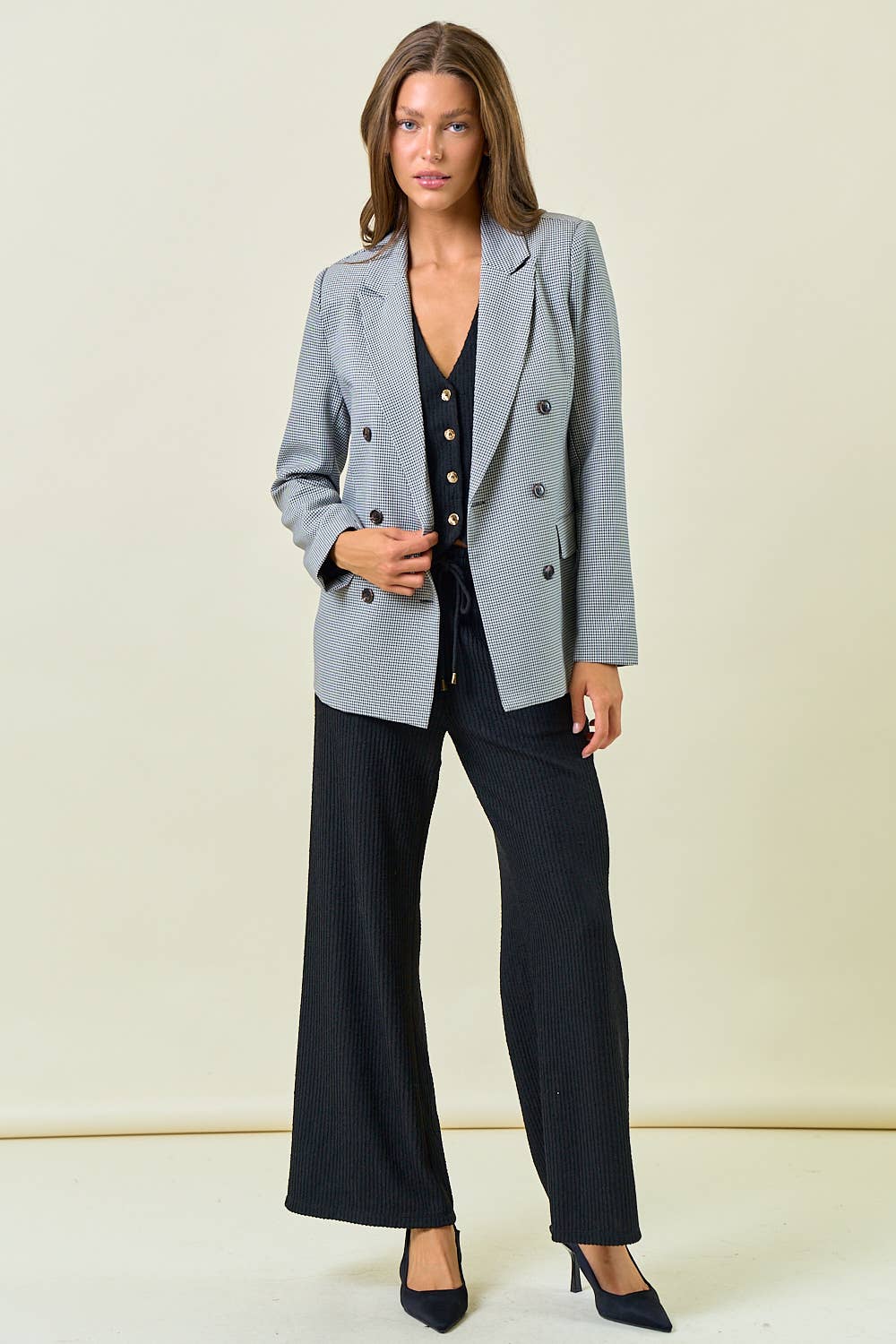 Doe and Rae - Vente Blazer – femme - Blazer à col à revers à carreaux avec poche avant - 10645J-19