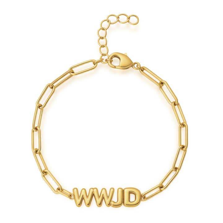 AMADI Jewelry - Wholesale Link & Chain Bracelet - WWJD Paperclip Bracelet in Gold and Silver