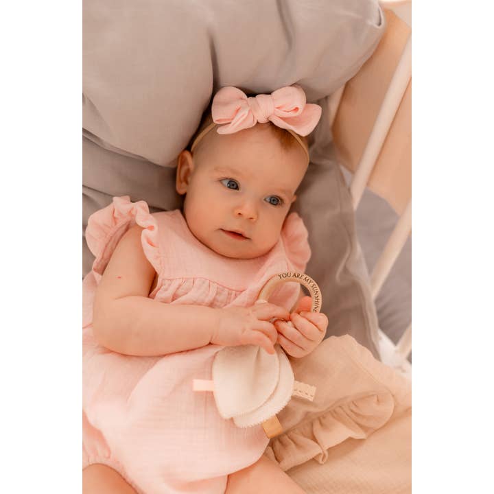Pastel Baby - Vendita all'ingrosso Massaggiagengive (senza clip) - Neonati - Massaggiagengive in legno per bambini in mussola organica e bambù - Orecchie da coniglio