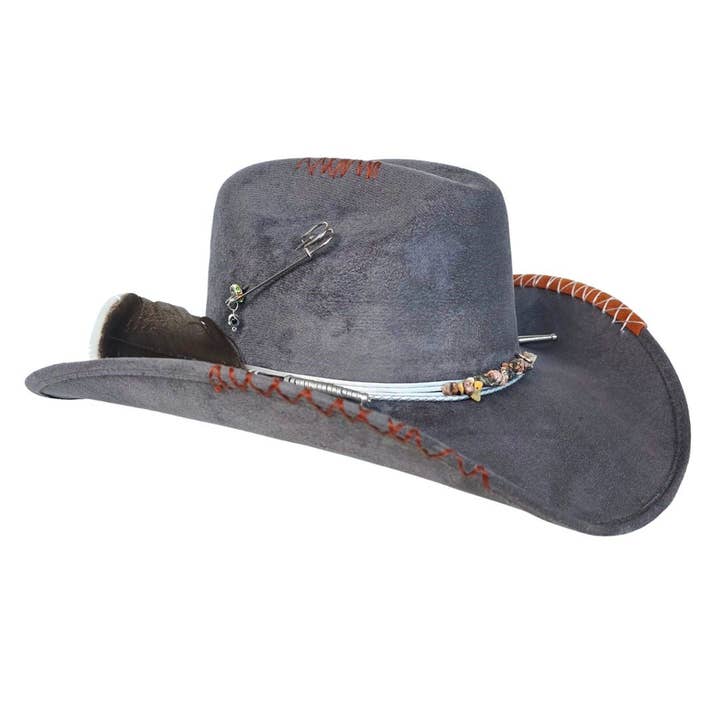Grey Patrick Cowboy Crown Hat for wholesale on Faire