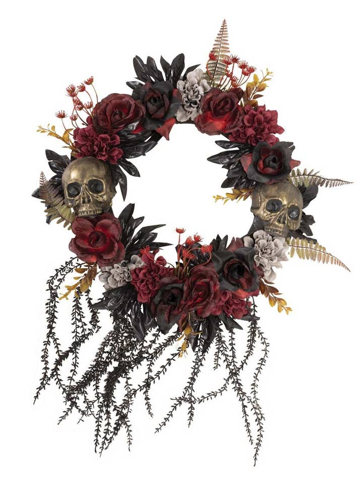 Halloween Door Wreath - Skulls and Roses for wholesale by P'tit Clown
