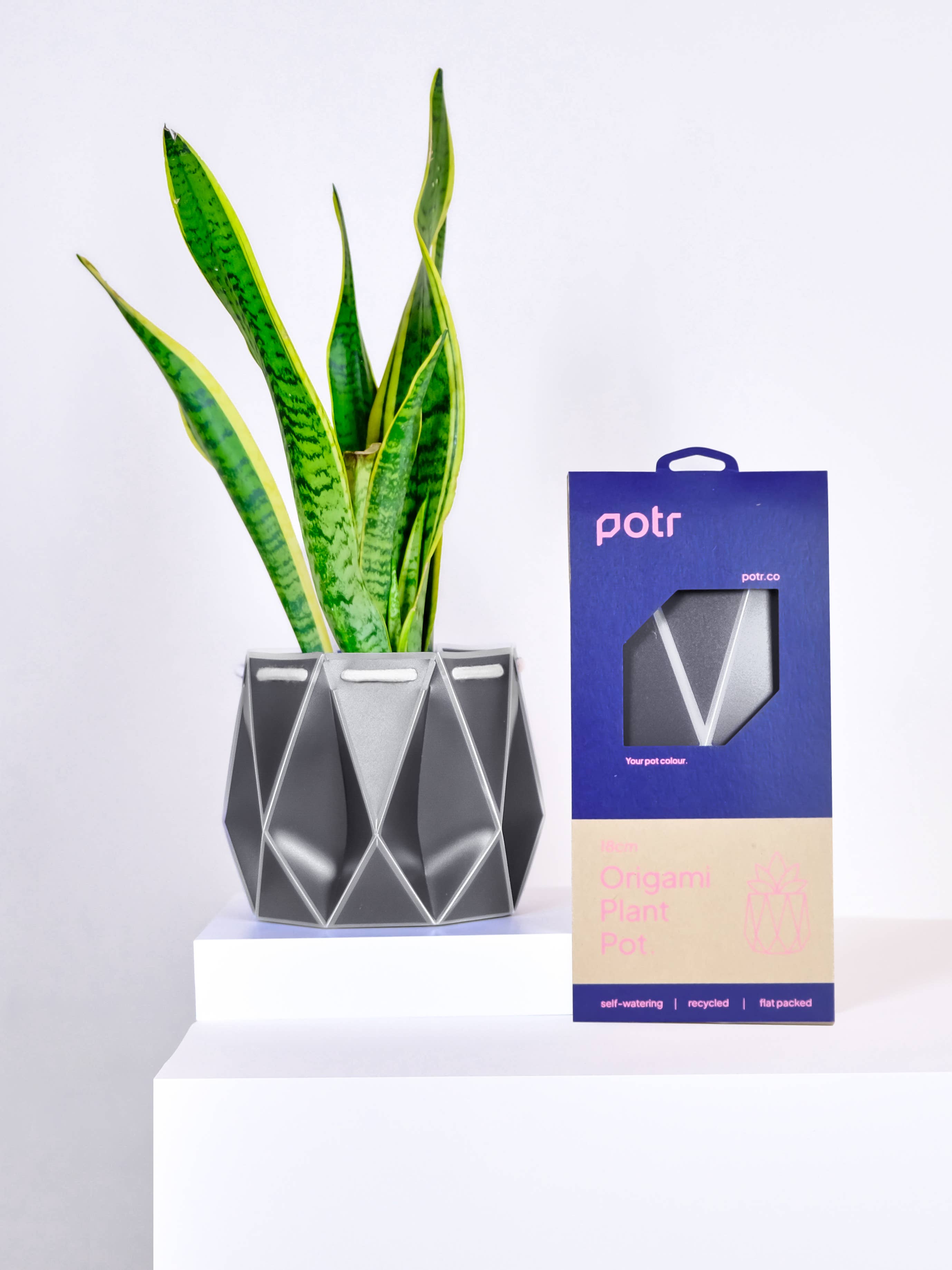 POTR - Wholesale Plant Pot - 18cm Self-watering POTR | Slate Grey1