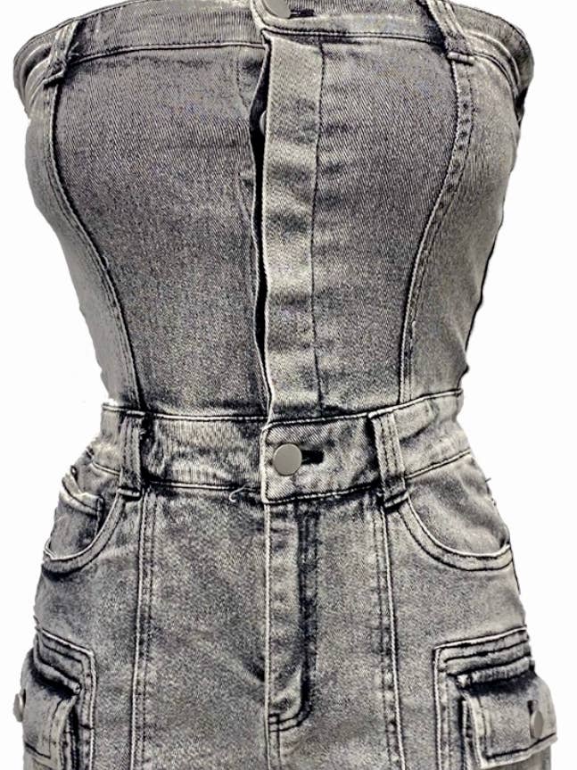 macacão de ganga sem alças feminino por atacado de Elegant Boutique