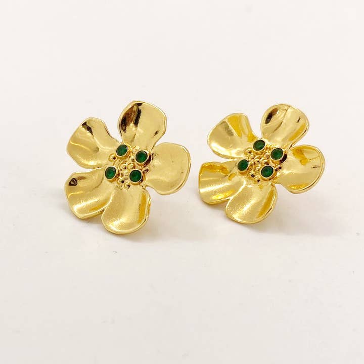 Flora Stud Örhängen - Emerald för wholesale av Addison Weeks