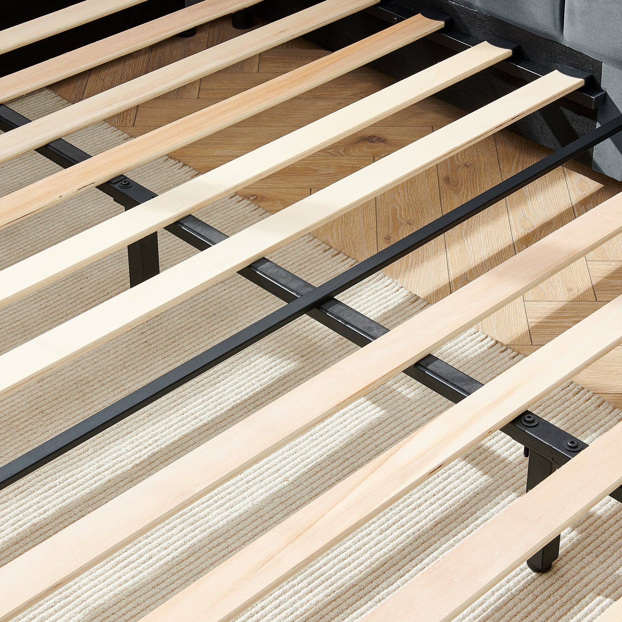 39F Inc. - Wholesale Bed - Mid-Century Full Size Tufted Bed Frame ,Gray/Beige/Black 8