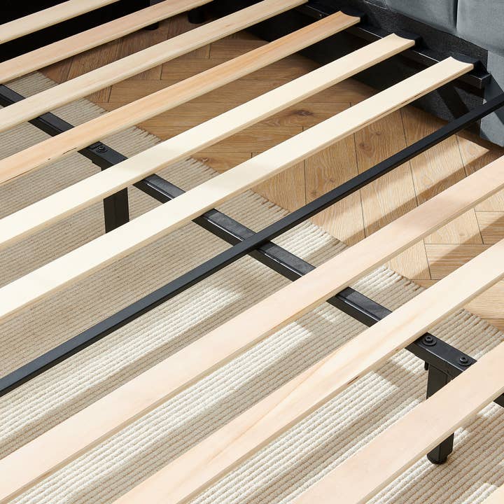 39F Inc. - Wholesale Bed - Mid-Century Full Size Tufted Bed Frame ,Gray/Beige/Black 8