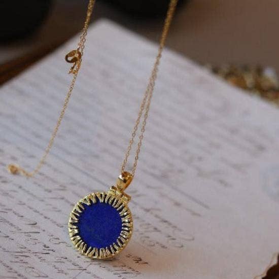 LanLivia - Wholesale Pendant/Charm Necklace - Helios Lapis Lazuli Round Pendant Necklace1