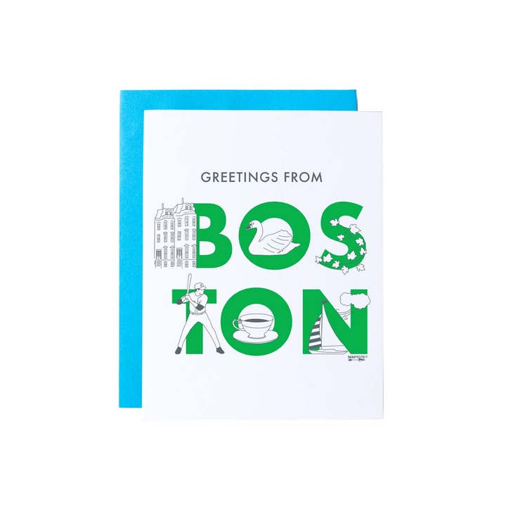 Maptote - Wholesale Everyday Greeting Card - Boston Font Greeting Card