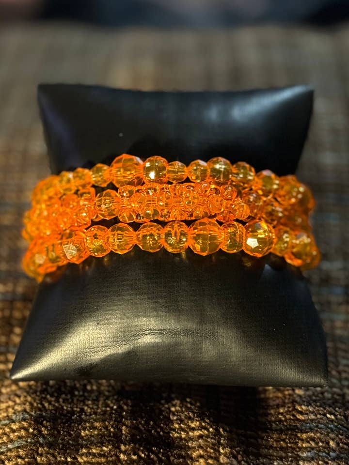 Faceted Orange Bracelet Set for wholesale by Ida Gee’s Custom Jewelry & Accessories