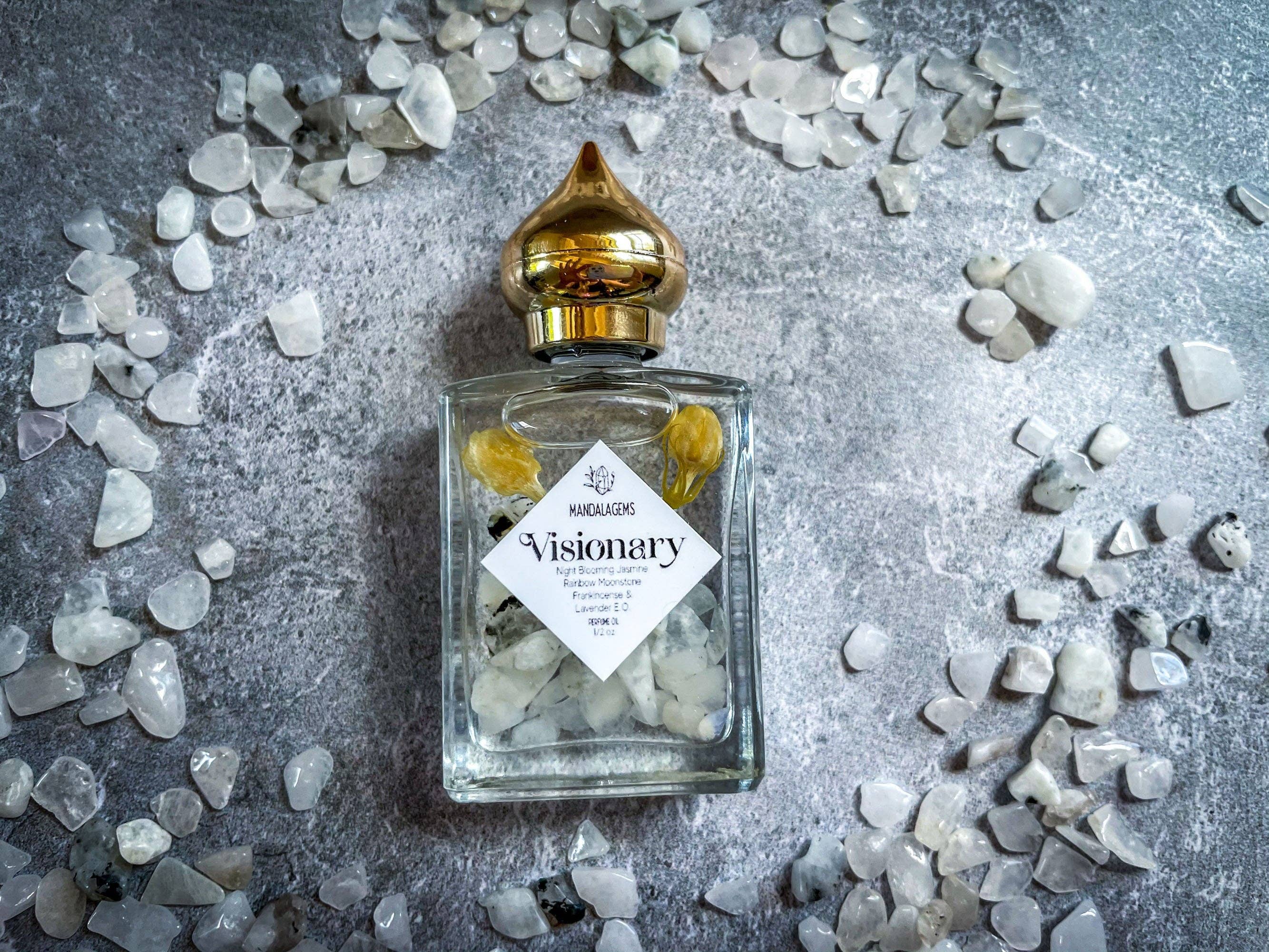 Mandala Gems – Óleo de fragrância por atacado – Óleo de perfume JASMINE com cristais Rainbow MOONSTONE1