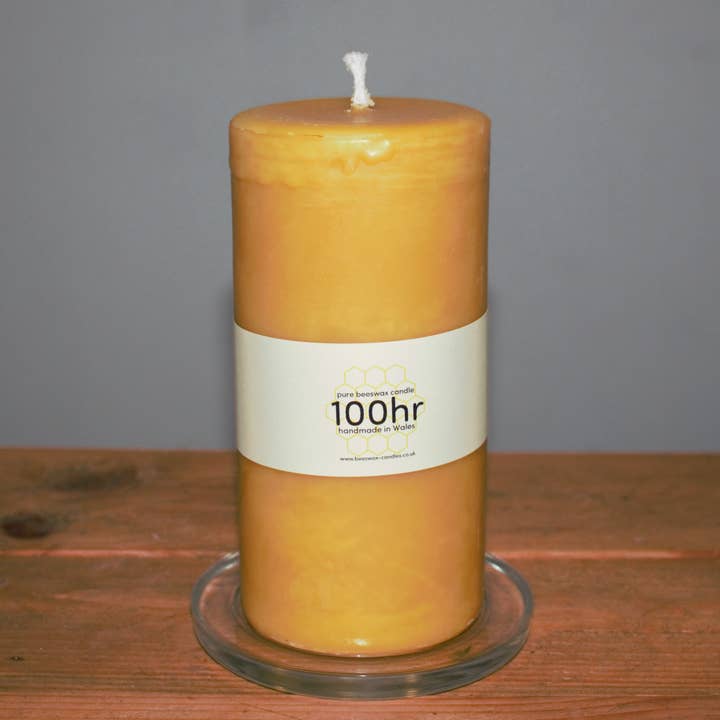 100 hour burning time pure beeswax pillar candle for wholesale by Fantasy Candles