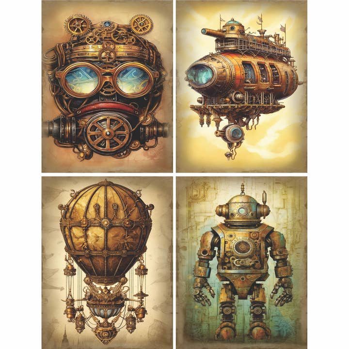 Craft Kreatively - Wholesale Craft supplies - Steampunk Machine Decoupage Rice Paper - A4 - 6pc – Craft4