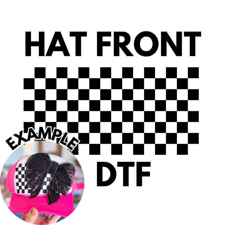 Southern N Savvy - Wholesale Sublimation Transfer - Black Checkered Hat Front DTF