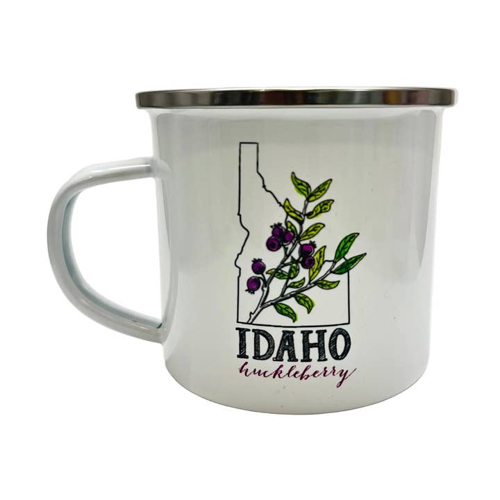 Tasse émaillée aquarelle myrtille d'Idaho pour la vente par Ladybug Press