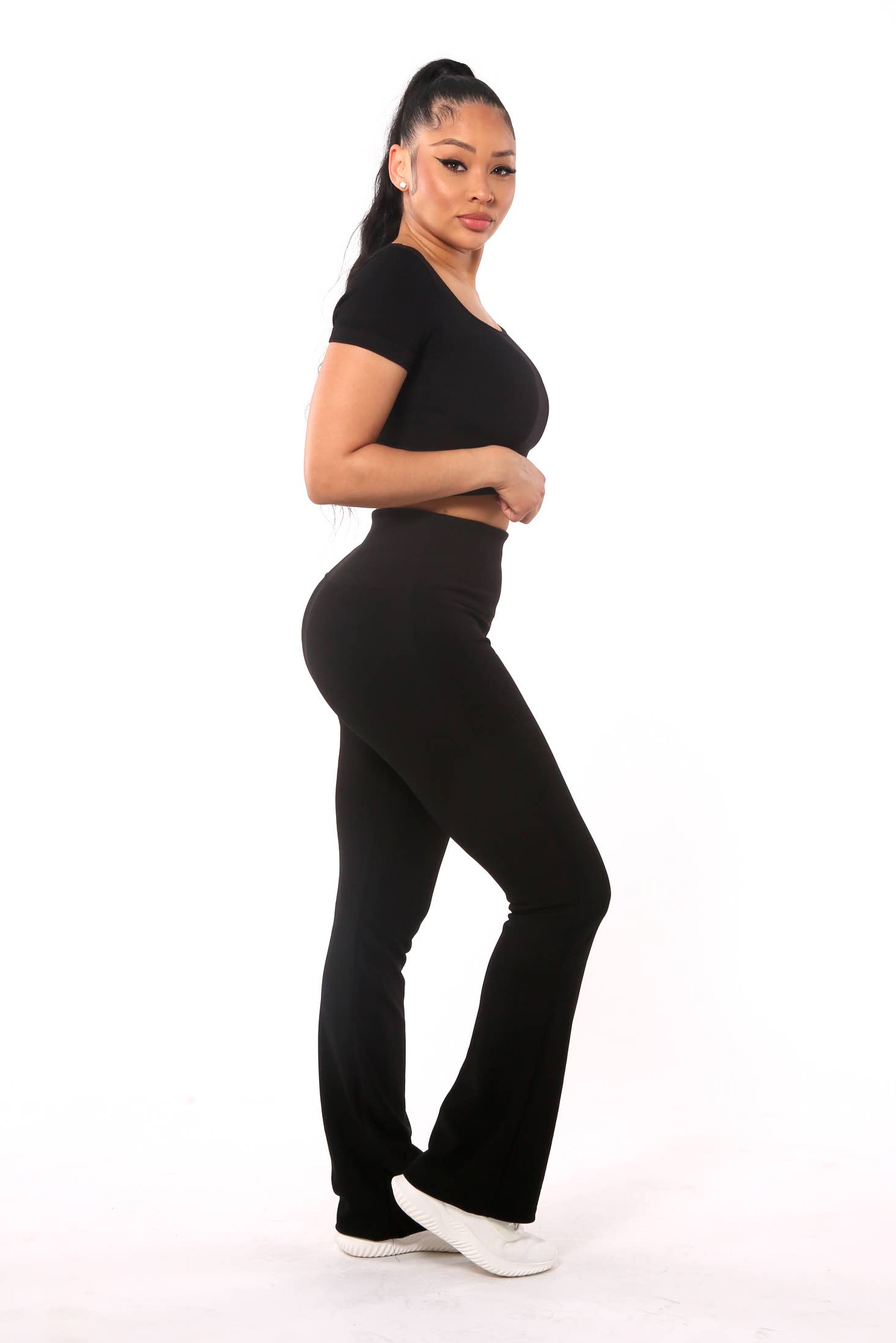 REDFINCH APPAREL INC - Wholesale Pants - Women's - Womens High Waist Rib Knit Tummy Control Flare6
