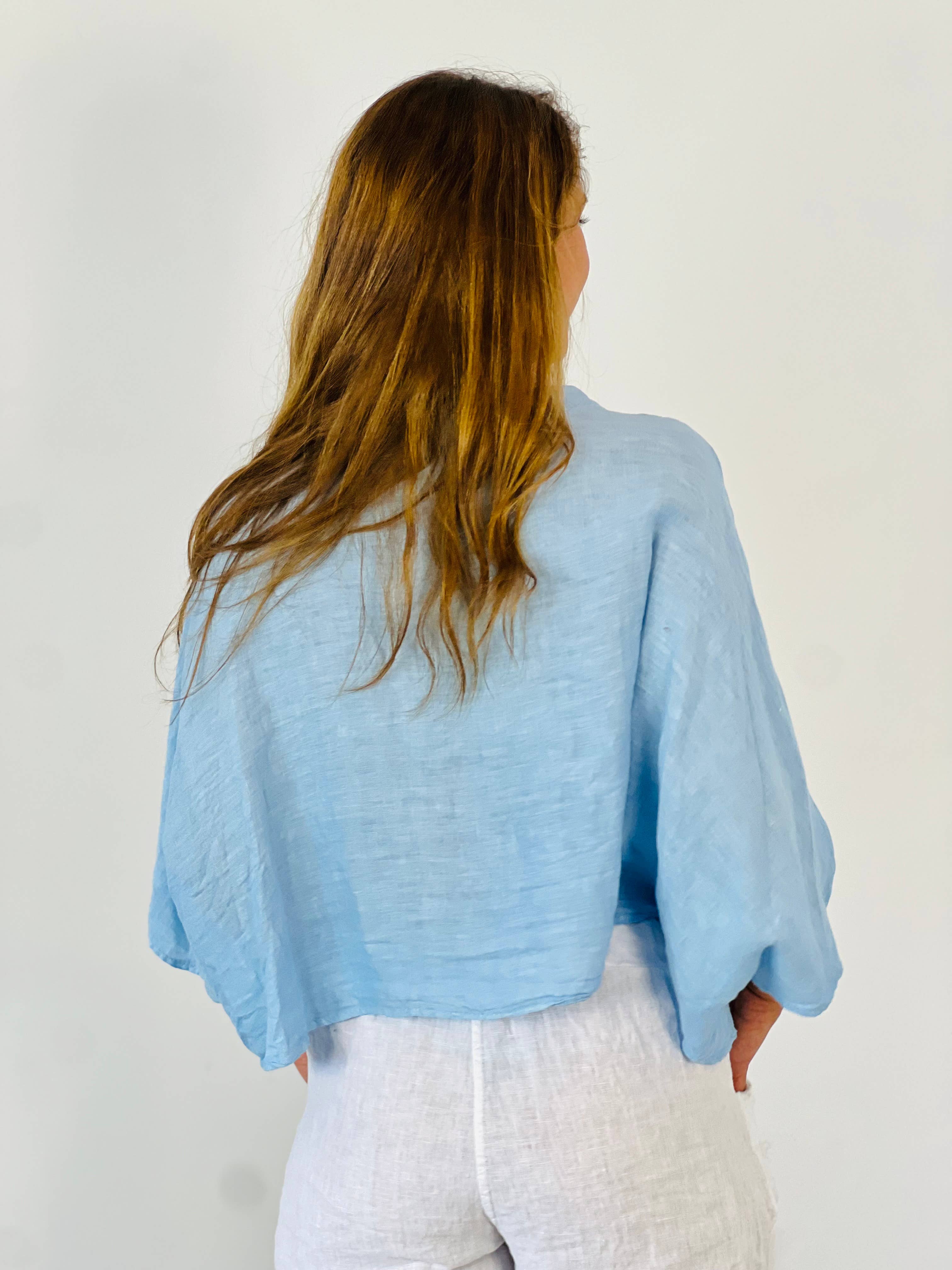 Linen & More - Wholesale Blouse - Dames - Kortelastische blouse met korte mouwen van 100% linnen17