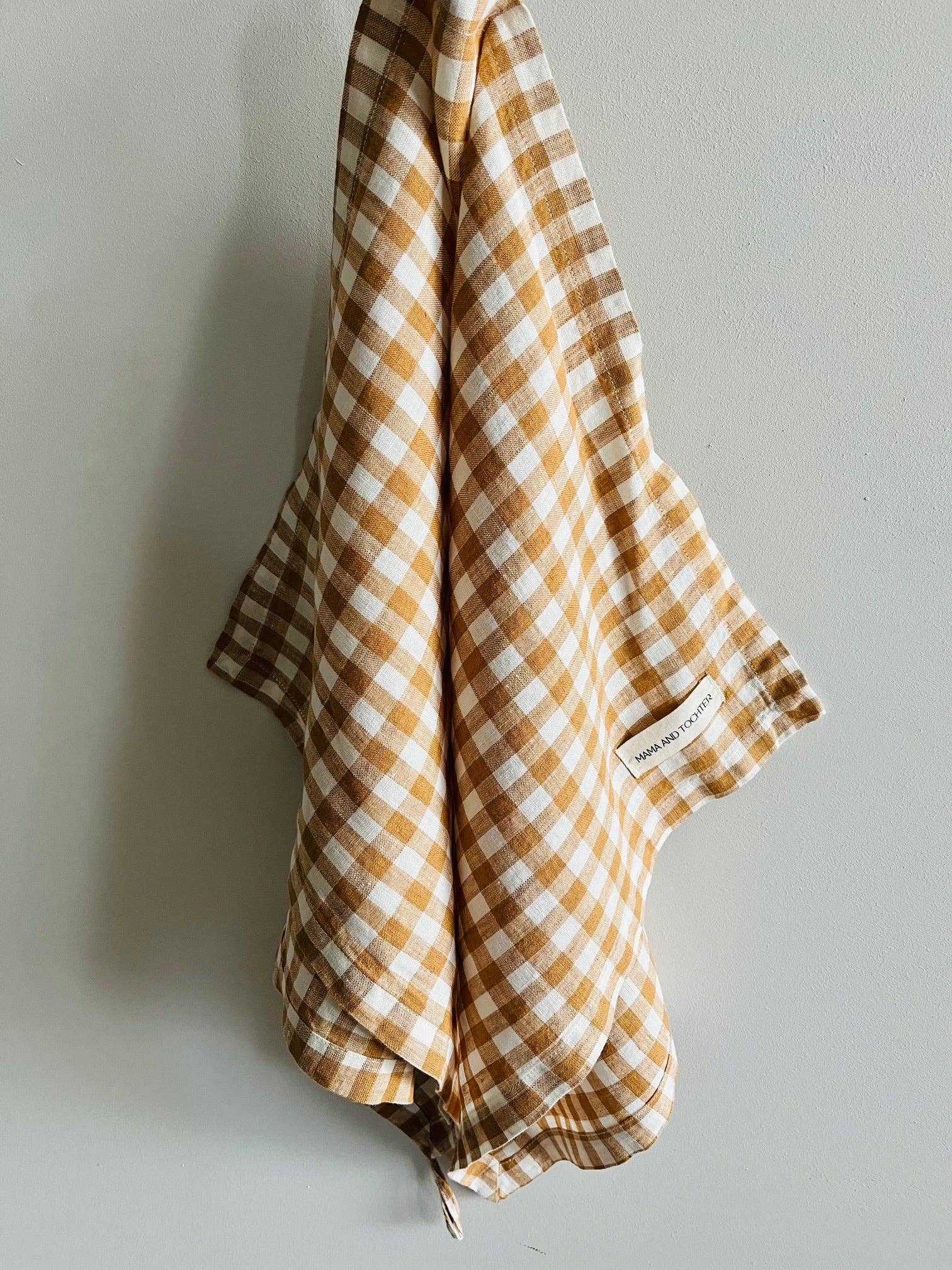 Mama and Tochter - Wholesale Tea Towel - Pure French Linen Tea Towel - Toffee Gingham Small1