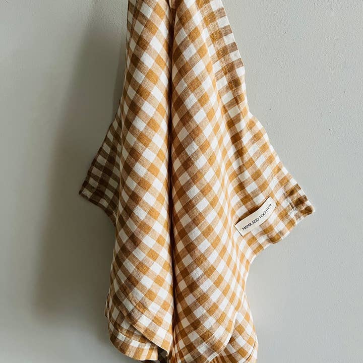 Mama and Tochter - Wholesale Tea Towel - Pure French Linen Tea Towel - Toffee Gingham Small1