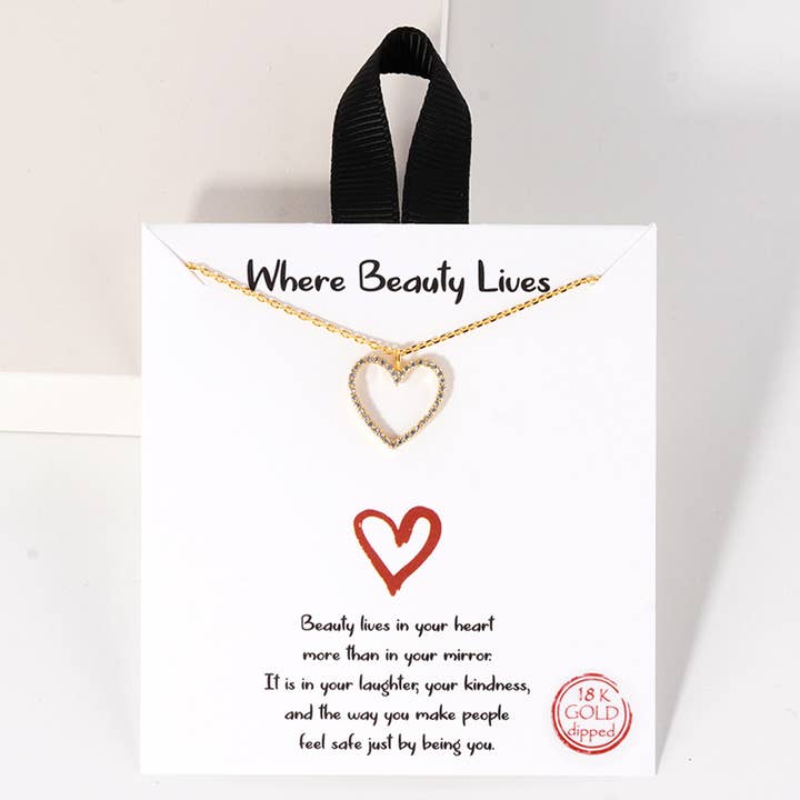 OÙ LA BEAUTÉ VIT PENDENTIF CŒUR DÉCOUPÉ EN OXYDE DE ZIRCONIUM COLLIER pour la vente par SOPHIA WHOLESALE