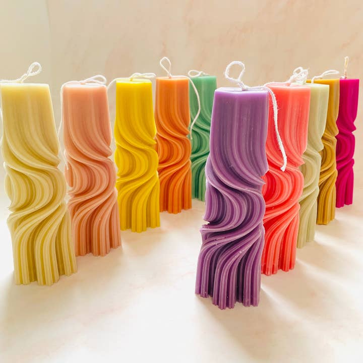 Maple + Love - Wholesale Tapered Candle/Candlestick - Psychedelic Swirl Taper Beeswax Candle4