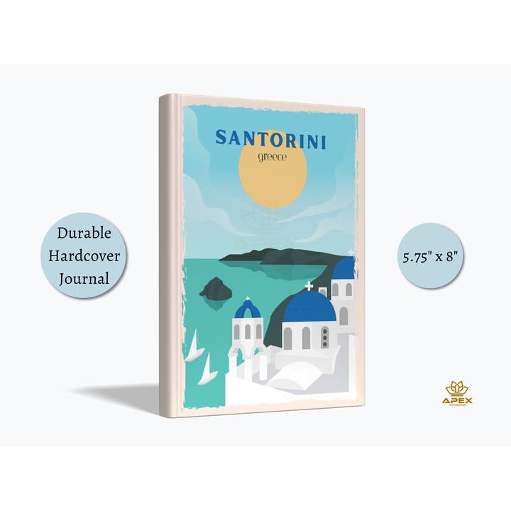 Journal de voyage de Santorin, cadeau de voyage en Grèce, îles grecques pour la vente par Apex Artisans
