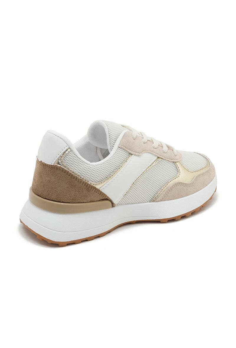 No Doubt Shoes – Sapatilha Lifestyle - Mulher por atacado – TÉNIS DE CAMURÇA FALSA COM DETALHES DOURADOS E BICO REDONDO10