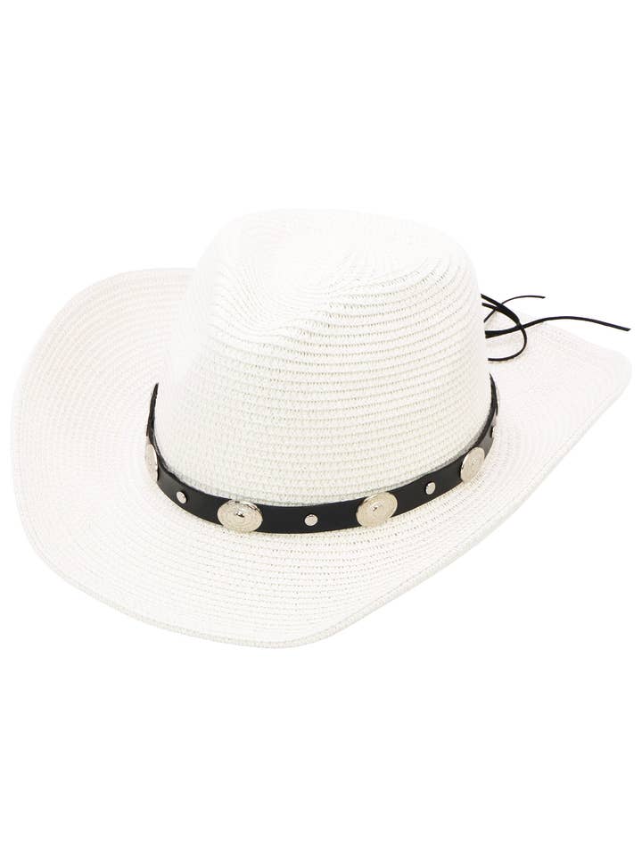 Concho Belt Straw Cowboy Hat for wholesale by Cap Zone