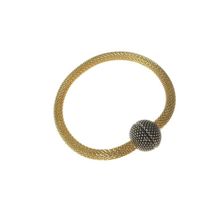 Erica Zap Designs - Wholesale Bangle Bracelet - Mesh Bracelet with Textured Magnetic Ball Clasp1
