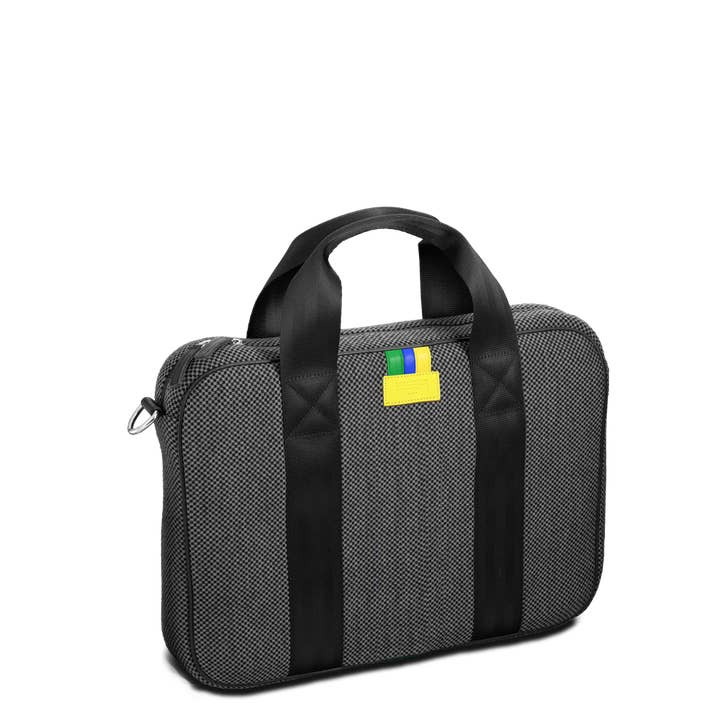 Borsa per laptop da uomo Jo da 13 pollici in tela e pelle grigia ecologica per la vendita all'ingrosso da parte di E2R PARIS