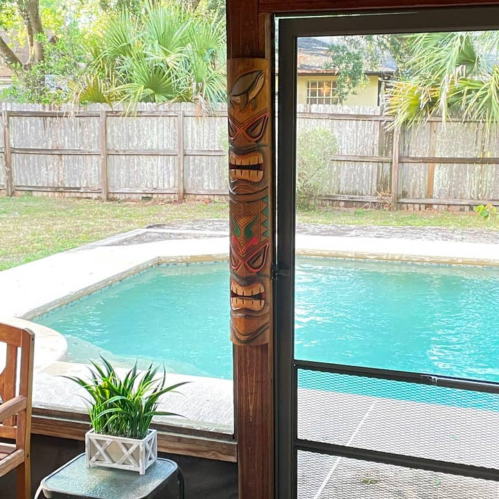 Zeckos - Venta al por mayor Escultura - Juego de 3 máscaras tiki dobles con tótem de animales marinos para decoración de pared
