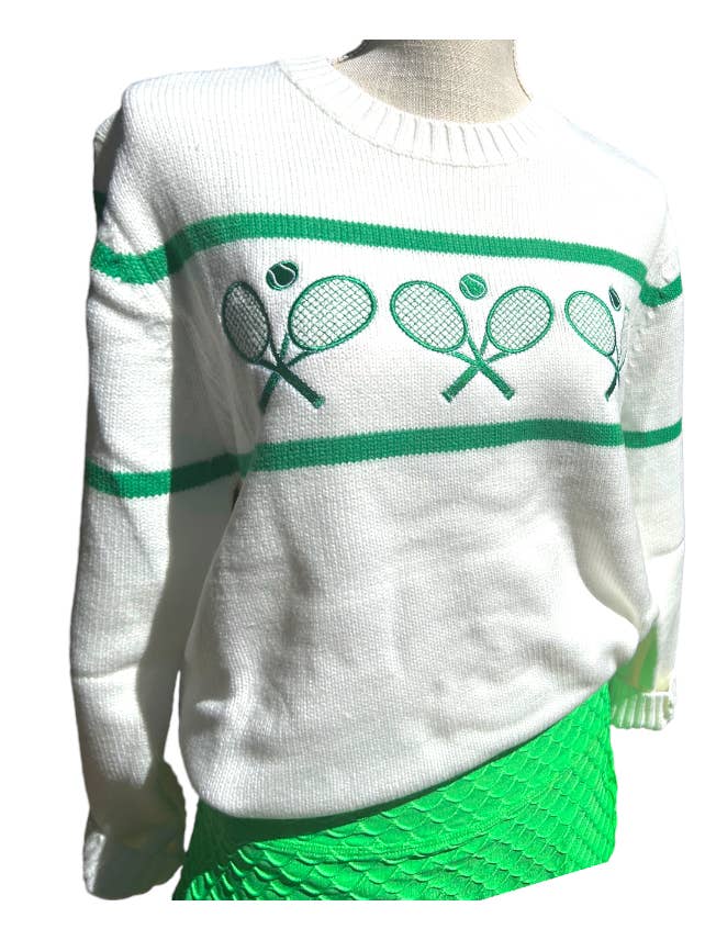 Runway Athletics - Wholesale Pullover-trui - Dames - Tennis Trui - Rackets Crème/Groen