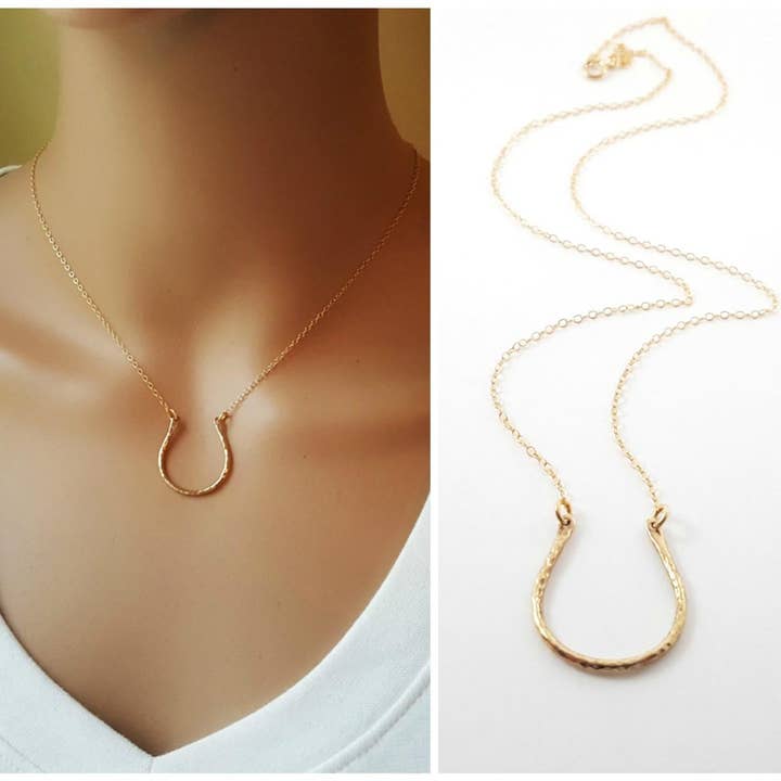 14k Gold Fill Horseshoe Charm Necklace - Lucky Gift for Her for wholesale by CY Design Studio