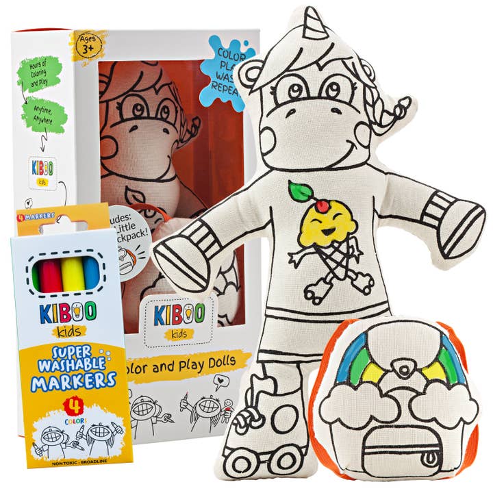 Färbe dein eigenes - Einhorn mit Regenbogen-Rucksack für den Großhandel von Kiboo Kids