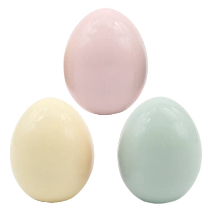 Sæt med 3 grønne, lyserøde og gule porcelænsæg for engroshandel hos WT Collection