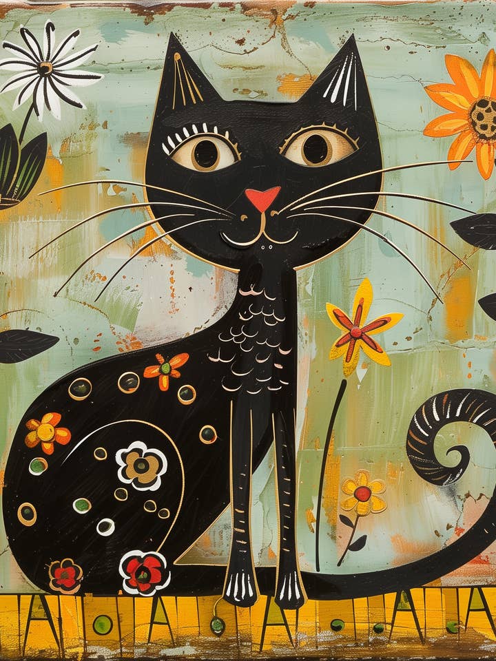 Folksy Arty Cat Art Print for wholesale by Mowbi