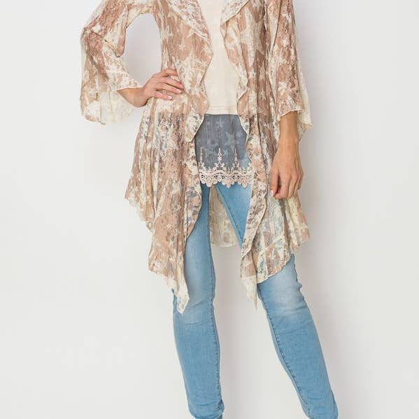 ALLA SPETSKOFTOR MED VOLANGER -4495 BG/TAUPE STJÄRNA för wholesale av Origami Apparel ~ Lace and Crochet inspired