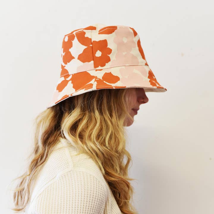 Earthy Anthro Orange + Blush Anita Bucket Hat for wholesale by Erin Flett