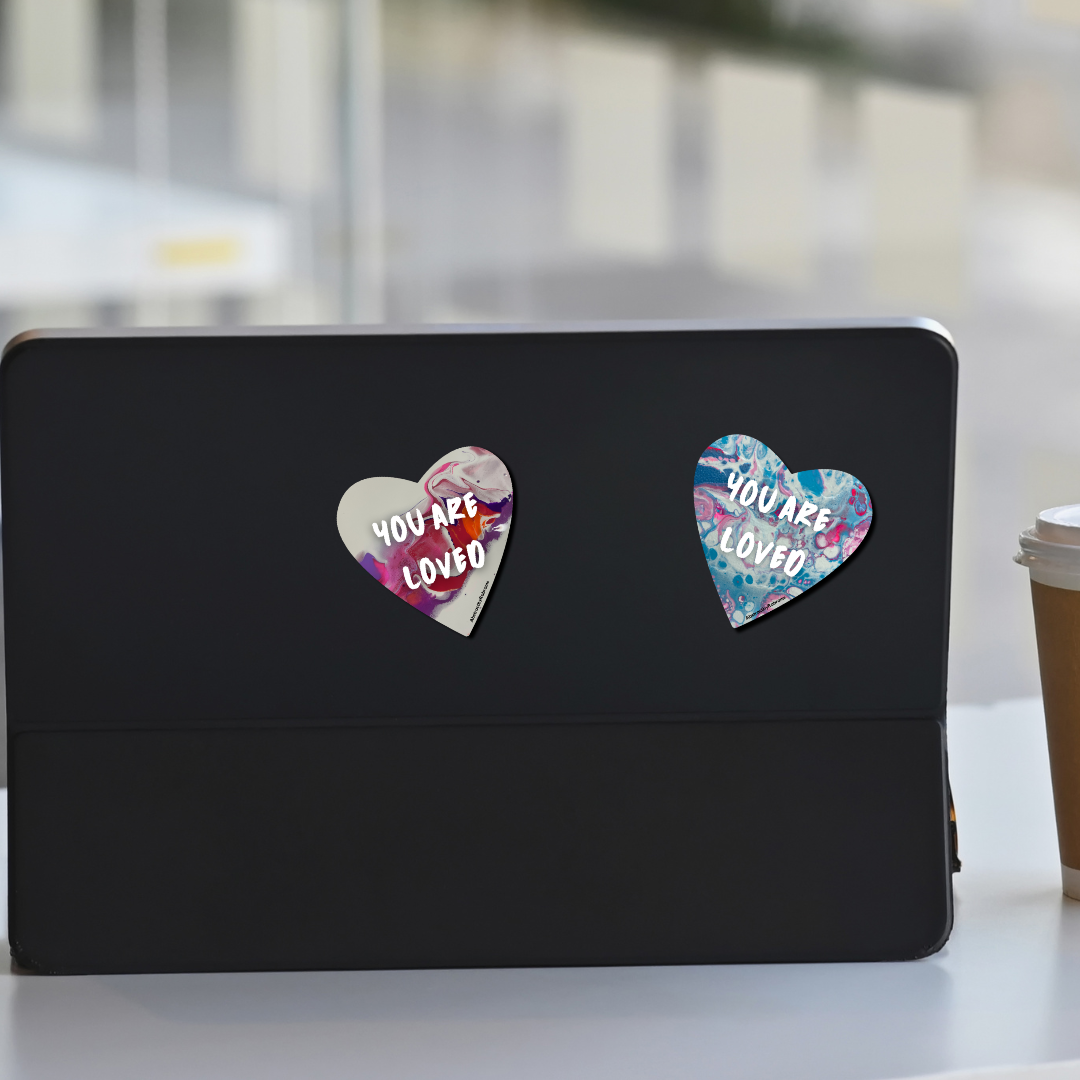 AbstractbyRabrams - Wholesale Sticker - You Are Loved Sticker - 3" - Trans Pride - LGBTQ+ Blue Pink4
