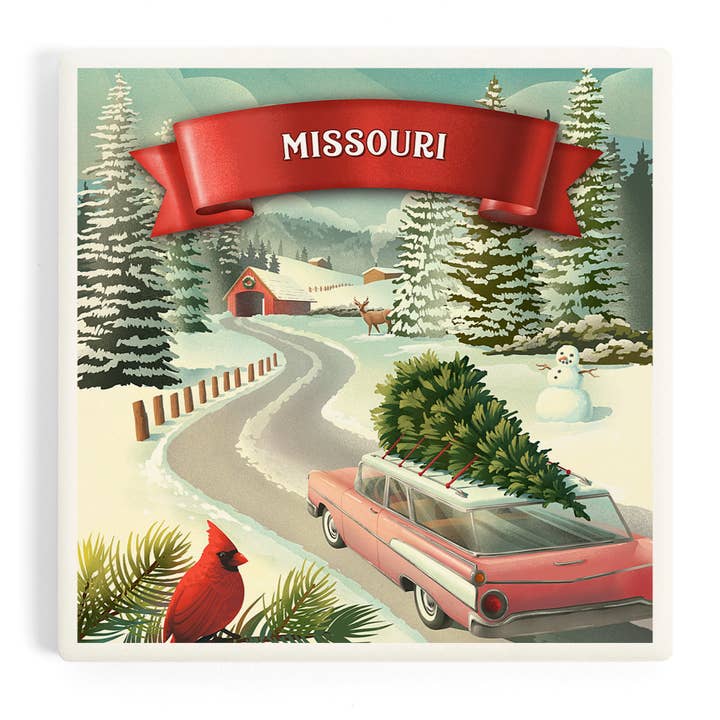 CERAMIC COASTER Missouri, Holiday Tradition for wholesale by Lantern Press