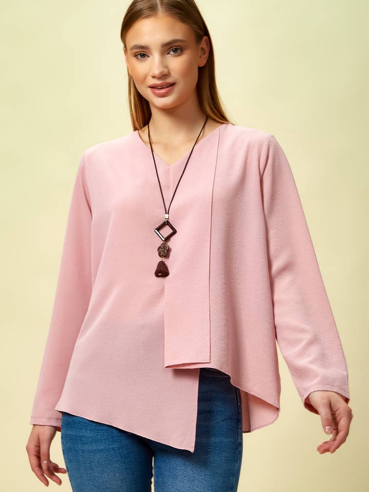 Top asimmetrico oversize con collana in rosa per la vendita all'ingrosso da parte di Hoxton Gal