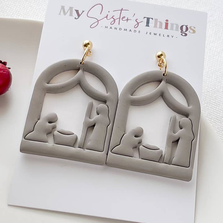 Nativity Scene Earrings, Christmas Earrings, for wholesale by My Sister’s Things