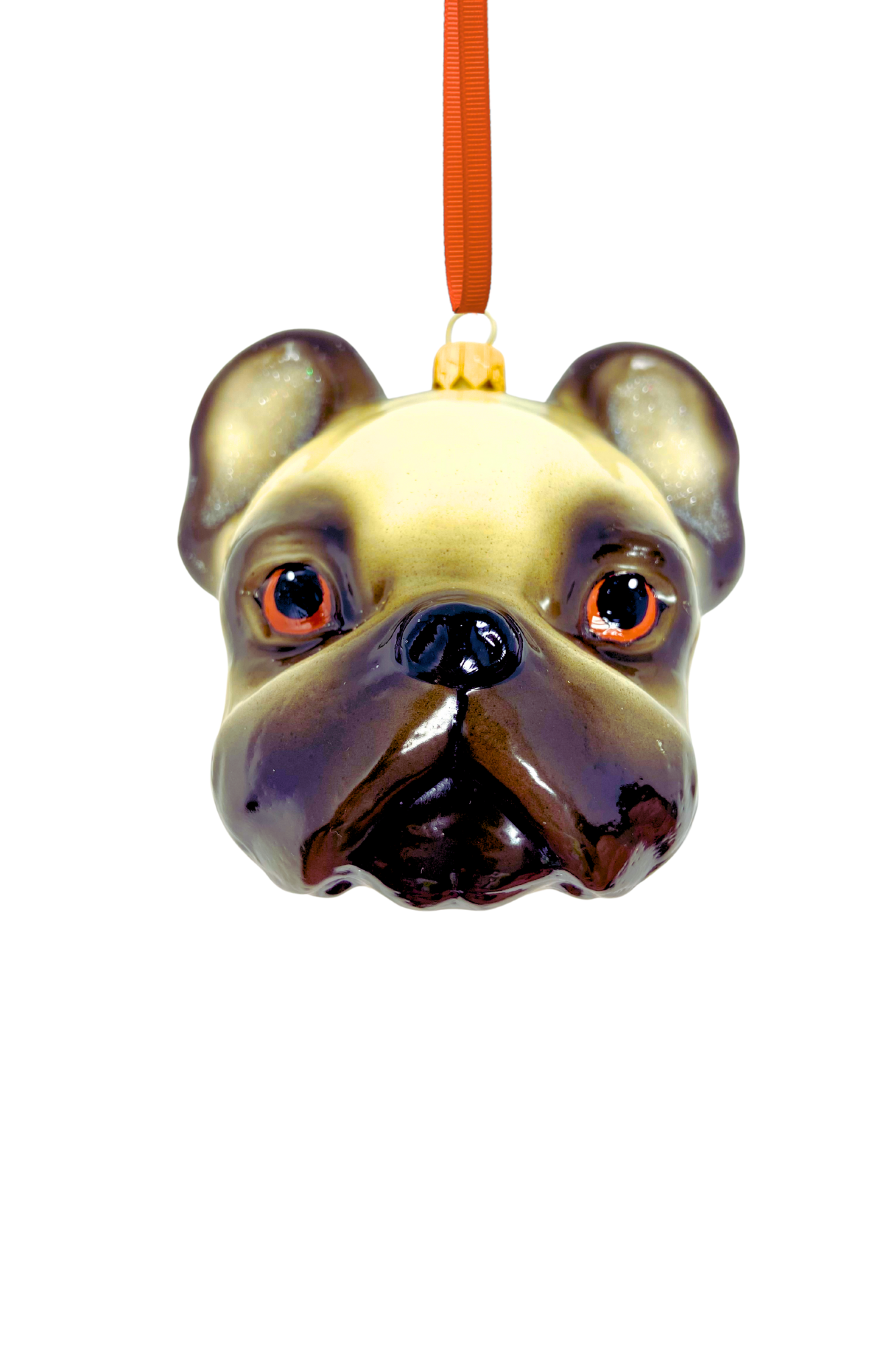 Kenzies of London - Wholesale Ornament - Frenchie Dog Head Glass Christmas Ornament French Bulldog D1