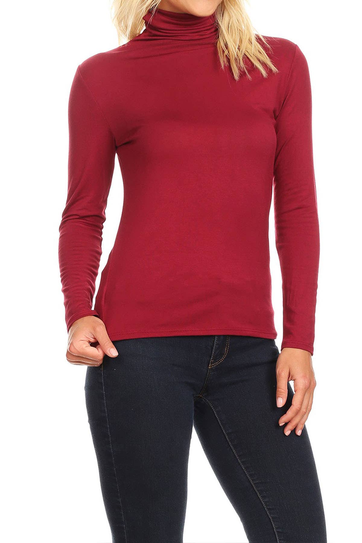 MOA COLLECTION - Wholesale Knit Top - Women's - Solid Color Lightweight Mock Neck Turtleneck Sweater Top1