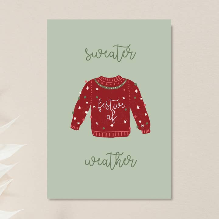 Festive Af, carte de vœux pour pull de Noël pour la vente par Studio Saba
