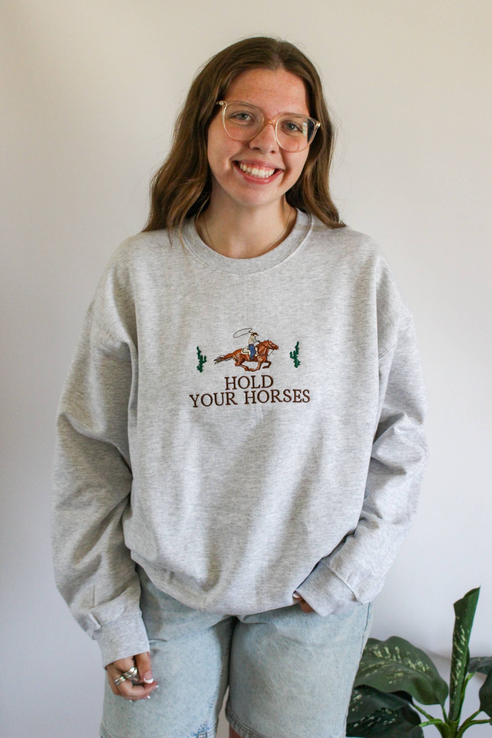 SewGenesis - Wholesale Sweatshirt - Women's - Hold Your Horses Embroidered Crewneck3