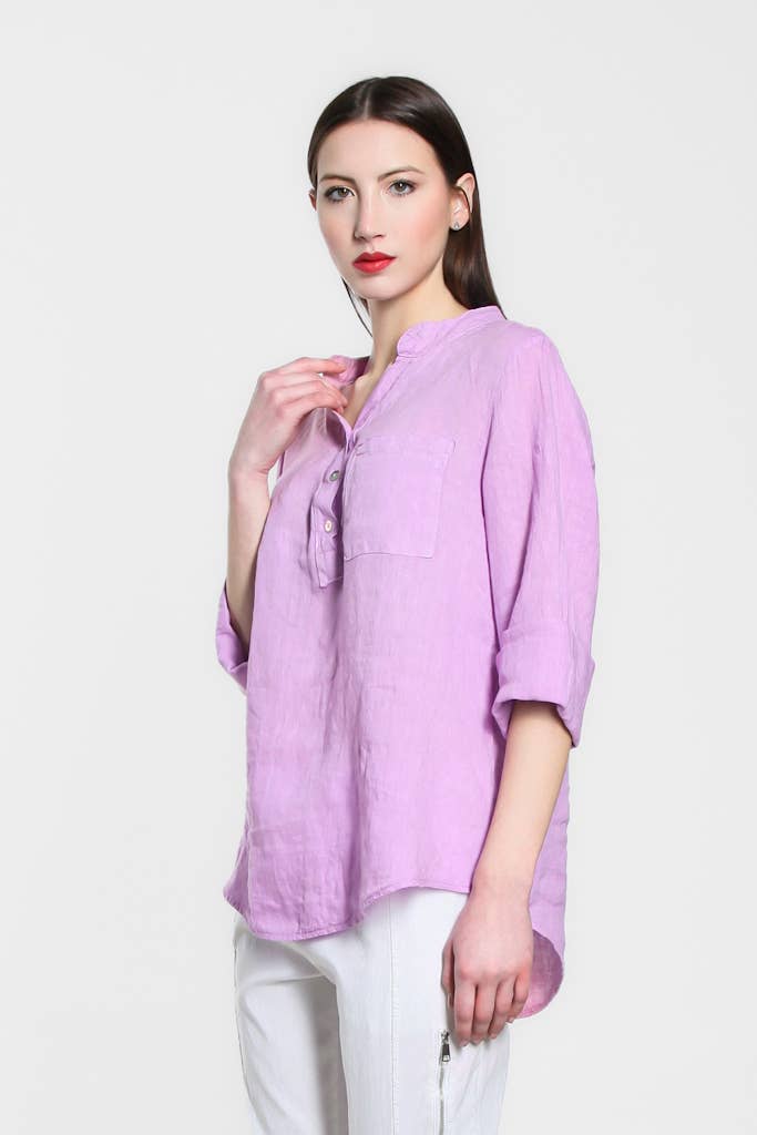 TINA Stephens Italy/Tees By Tina – Túnica - Mulher por atacado – Destino Linho Henley Top (BQ158)23