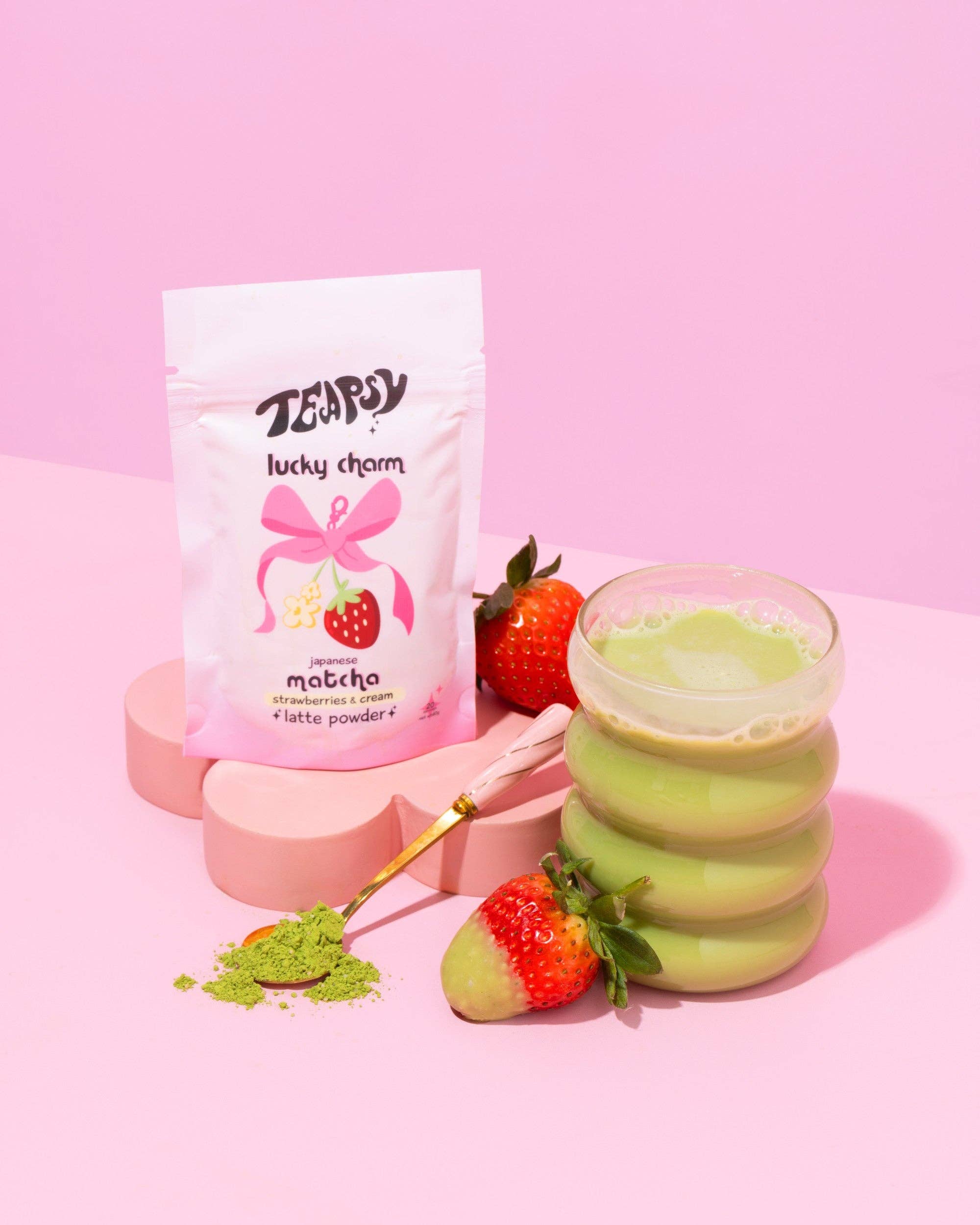 Teapsy - Wholesale Health/Detox Tea - Matcha Strawberries & Cream "Lucky Charm"1