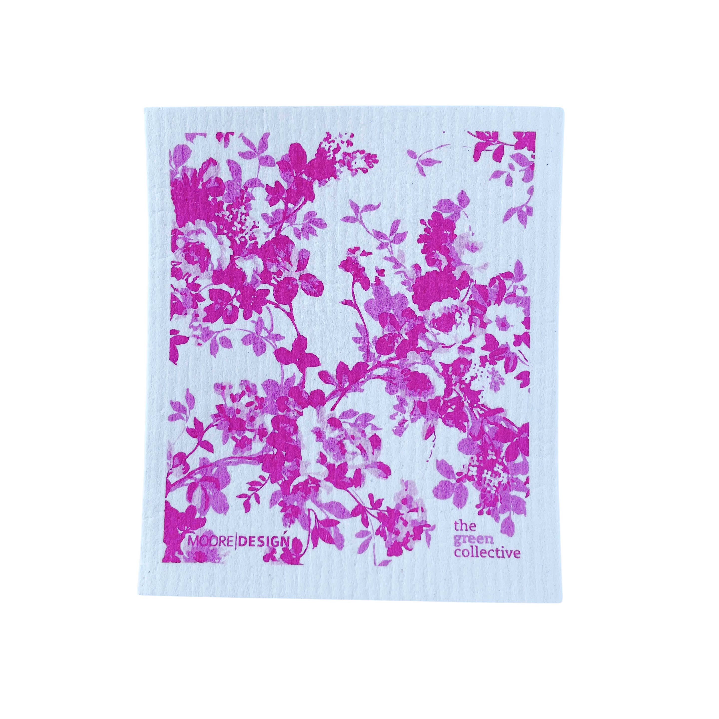 The Green Collective - Wholesale Dishcloth - Pink Flower Swedish Dishcloth Spruce